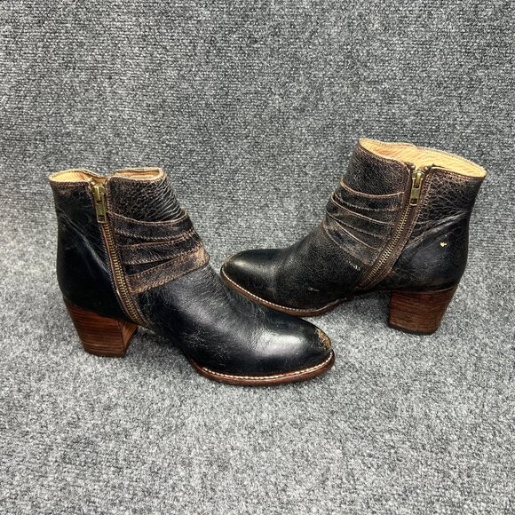 Bed Stu Begin Ankle Boots Women's 8.5 Black Rustic Leather Western Buckle Bootie - Picture 8 of 16